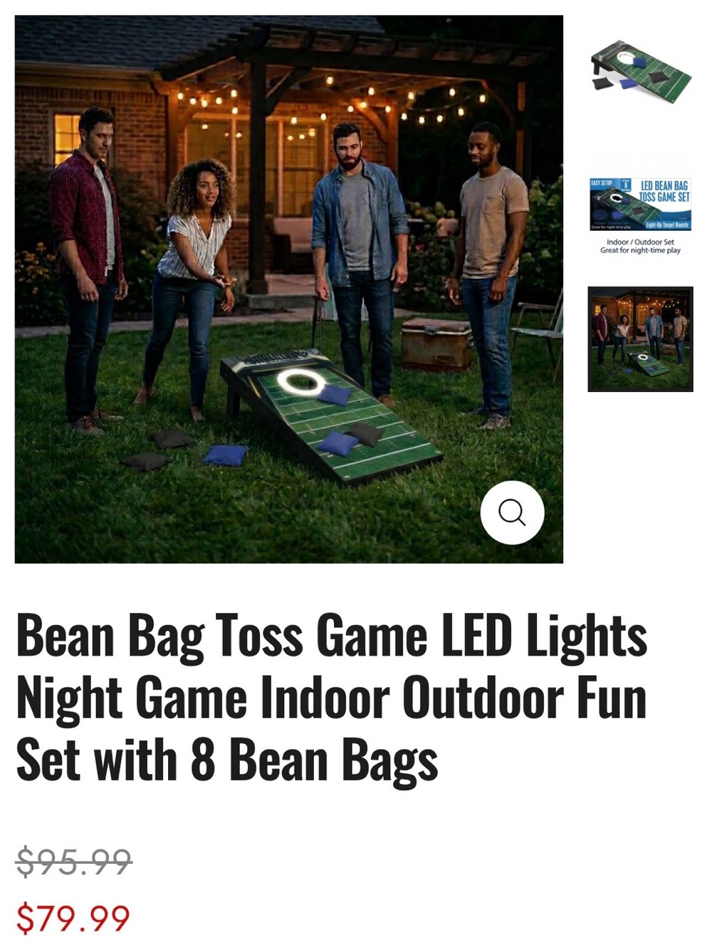 LED Bean Bag Toss Game Set - Green Field with Blue & Black Bags - Picture 4 of 4